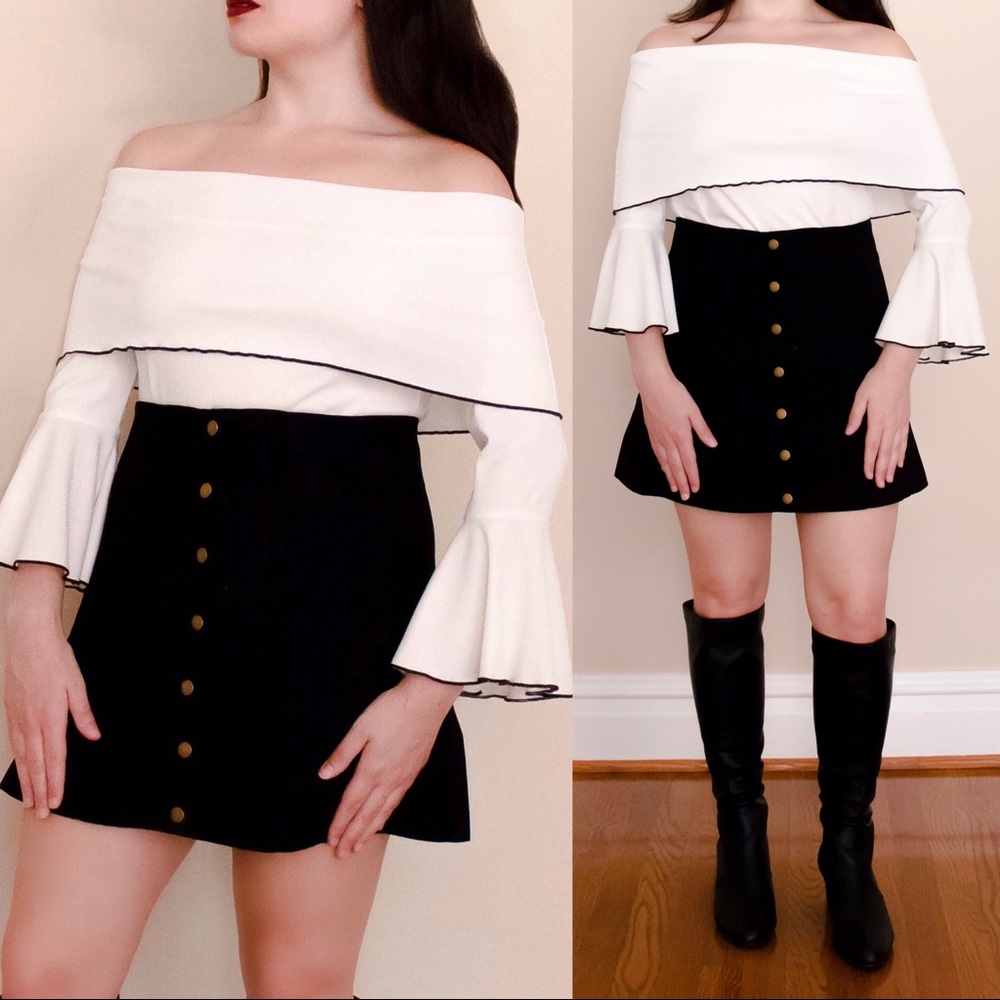 Milano Off the Shoulder Baby Rib Ruffle Top